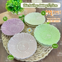Đĩa sứ hướng dương 12,5cm gồm 4 màu pastel đựng trôi - chè - xôi bày mâm cúng, tiệc thôi nôi, đầy tháng